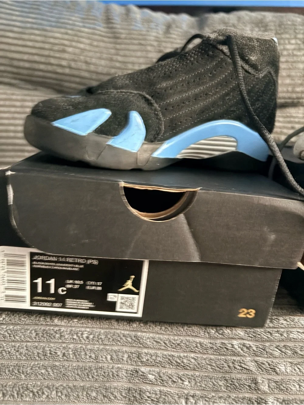 Jordan Kids' Black and Light Blue Retro Sneakers